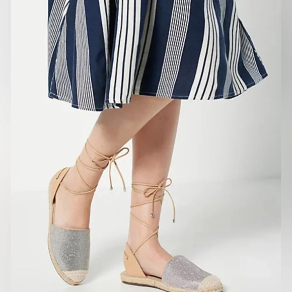 Schutz Glitter Lace-Up Espadrilles Wedge Celinah Crystals Size 5 READ - Picture 11 of 14